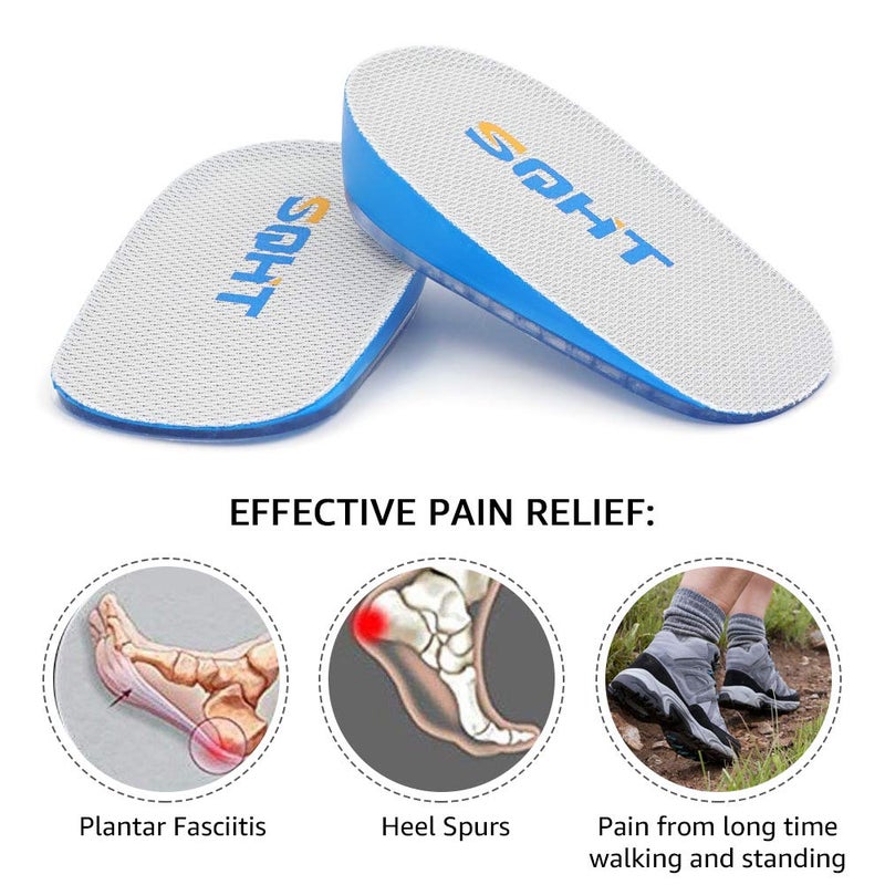 SQHT Heel Lift for Achilles Tendonitis  Heel Pain and Leg Length Discrepancy  Shoe Inserts for Men and Women (Blue&Beige  Small (1"" Height)) - Image 3